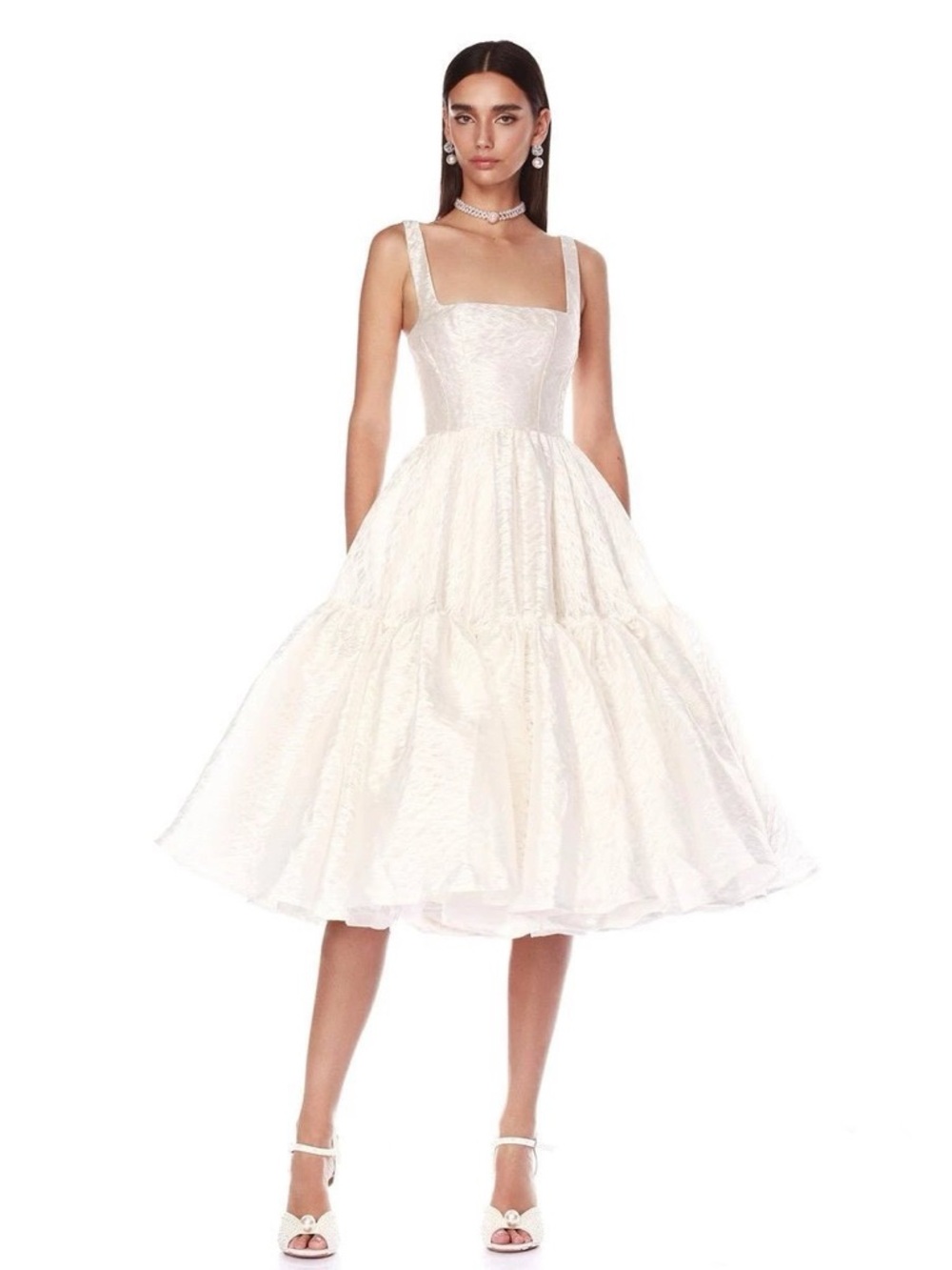 Bronx & Banco Tiara Blanc Midi Tea Length Dress M NWOT